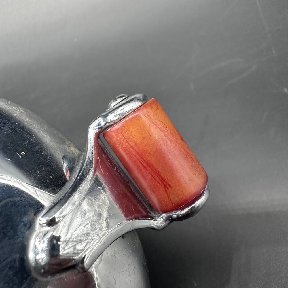 Vintage Creamer Sugar Bowl Art Deco 1930s Chrome Cherry Red Bakelite Handles - Picture 13 of 14